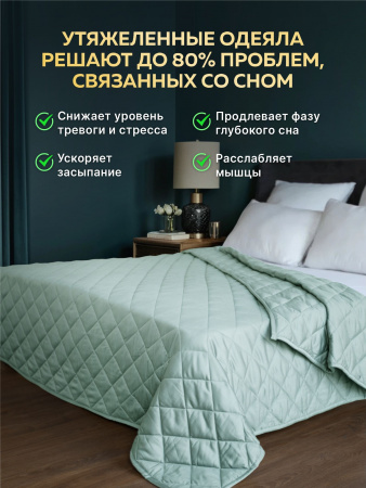 Купить Утяжеленное сенсорное одеяло WELLINAGRAVITY 200х220 мятный 9кг WGS-22 по цене  руб.
